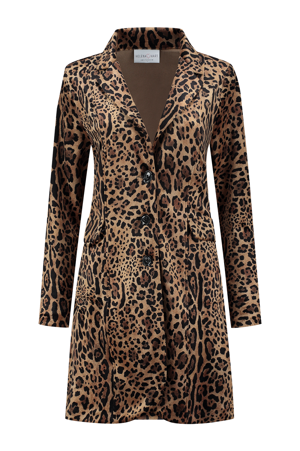 Afbeelding van Helena Hart Blazer velours lang print benga 7489ben camel