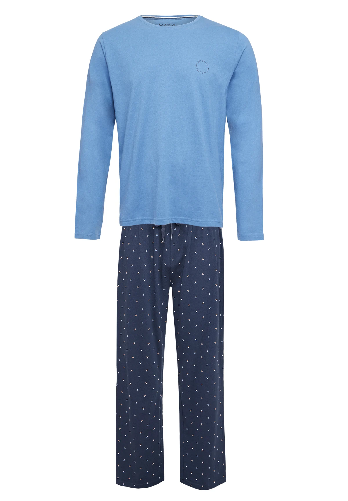 Afbeelding van Phil & Co Lange heren winter pyjama set katoen print op de broek