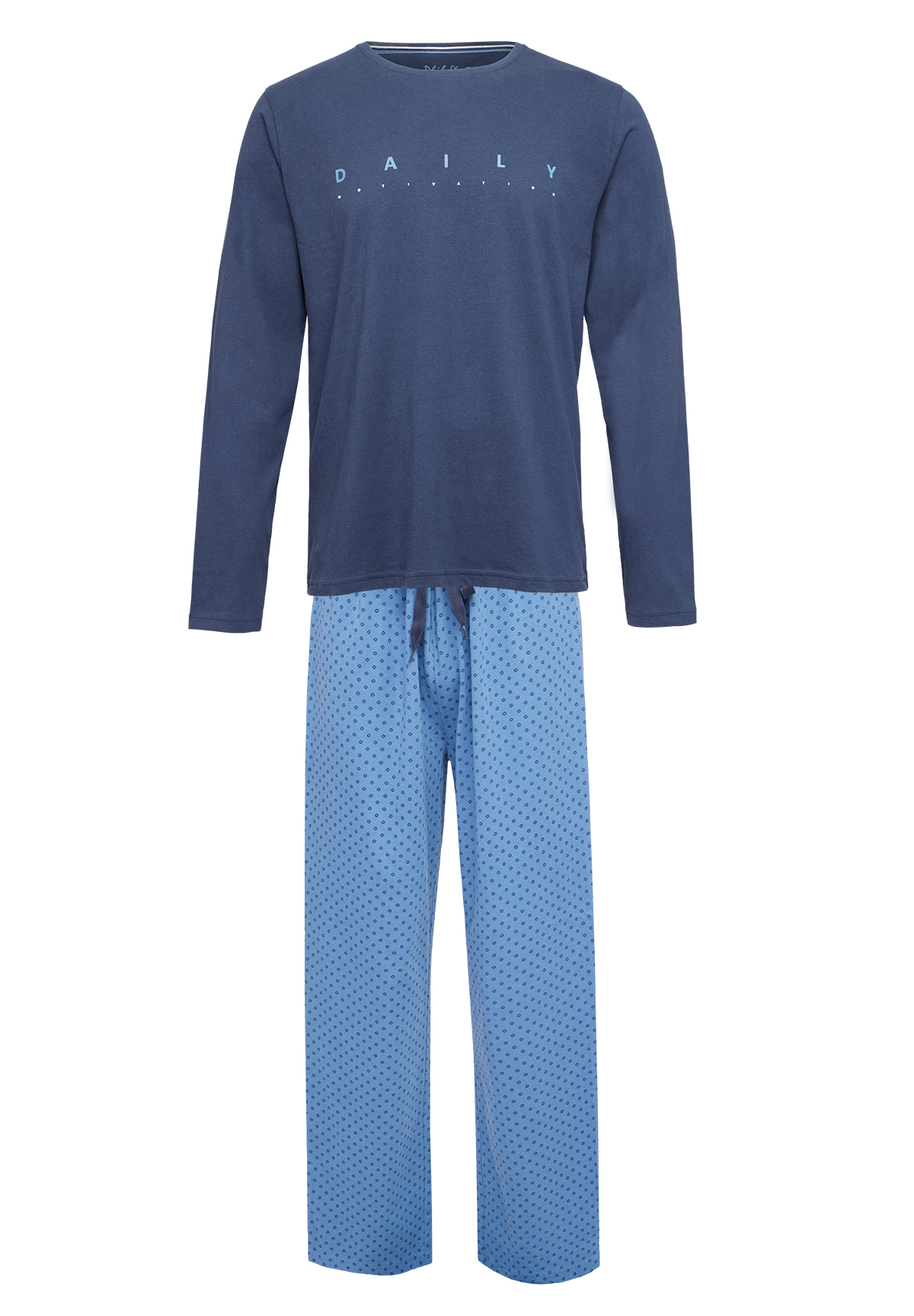 Afbeelding van Phil & Co Lange heren winter pyjama set katoen daily motivation donker