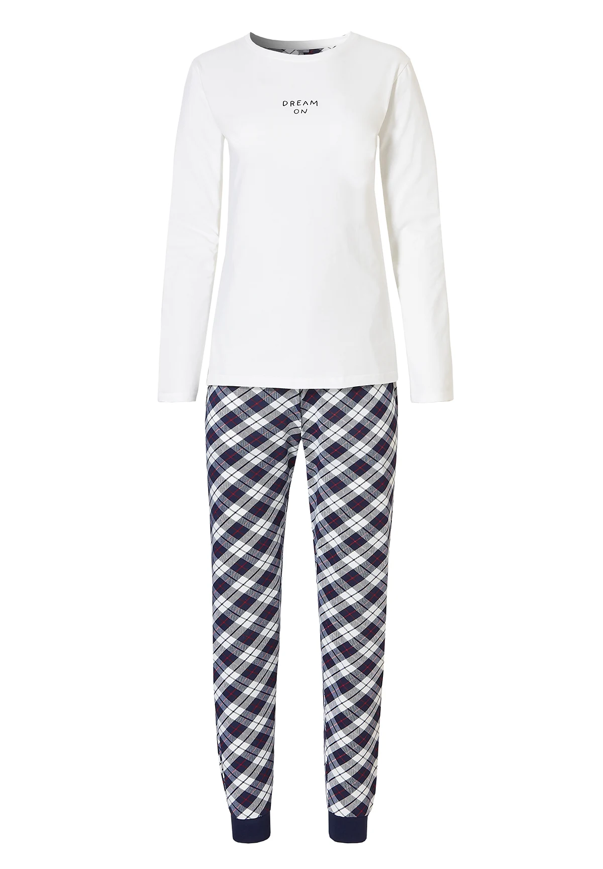 By Louise Essential dames pyjama set lang katoen geruit dream on