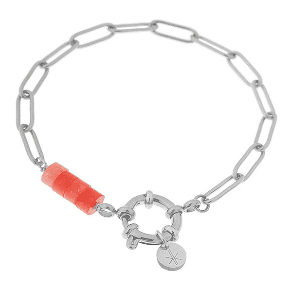 Afbeelding van Label Kiki Armband hold on coral silver