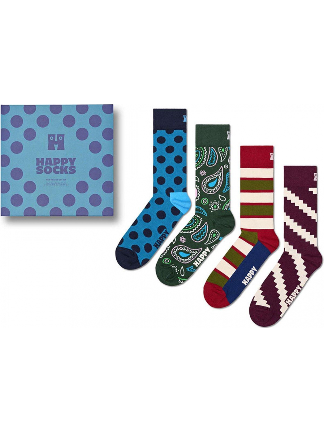 Afbeelding van Happy Socks Happy Socks giftbox 4P sokken new vintage multi