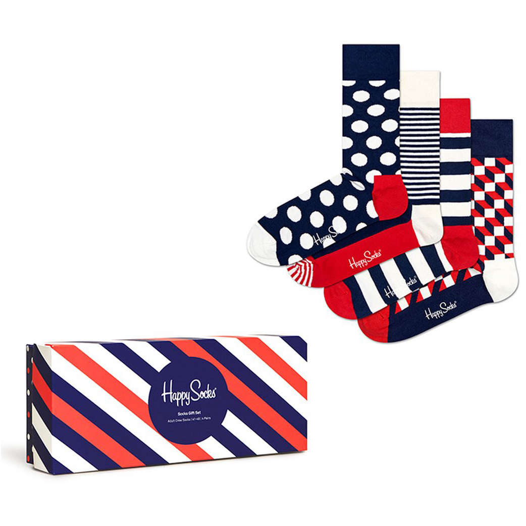 Afbeelding van Happy Socks Classic navy 4-pack gift box