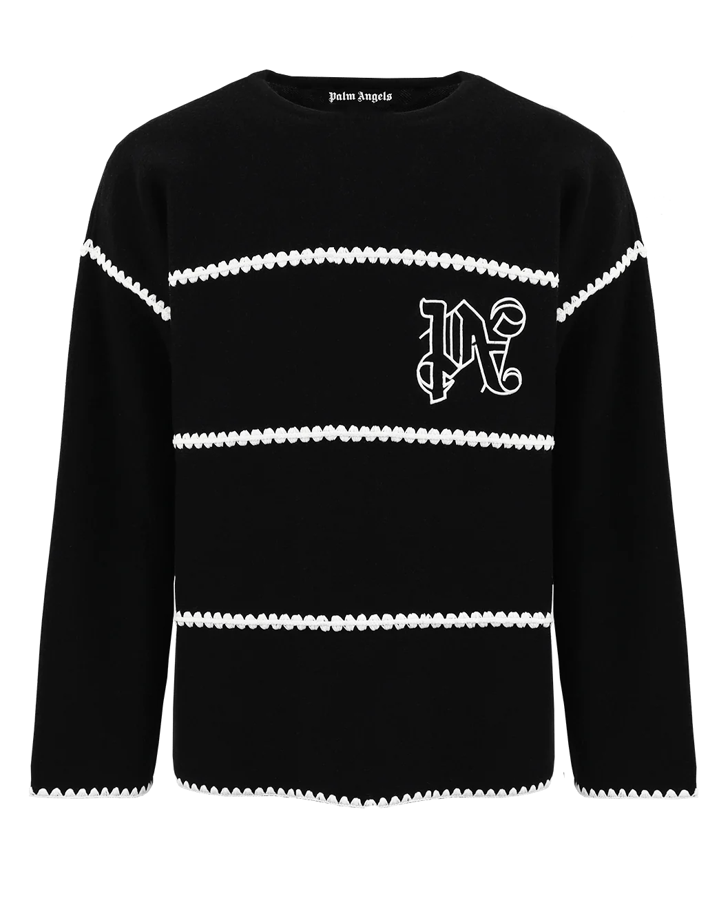 Afbeelding van Palm Angels Heren monogram striped sweater zwart