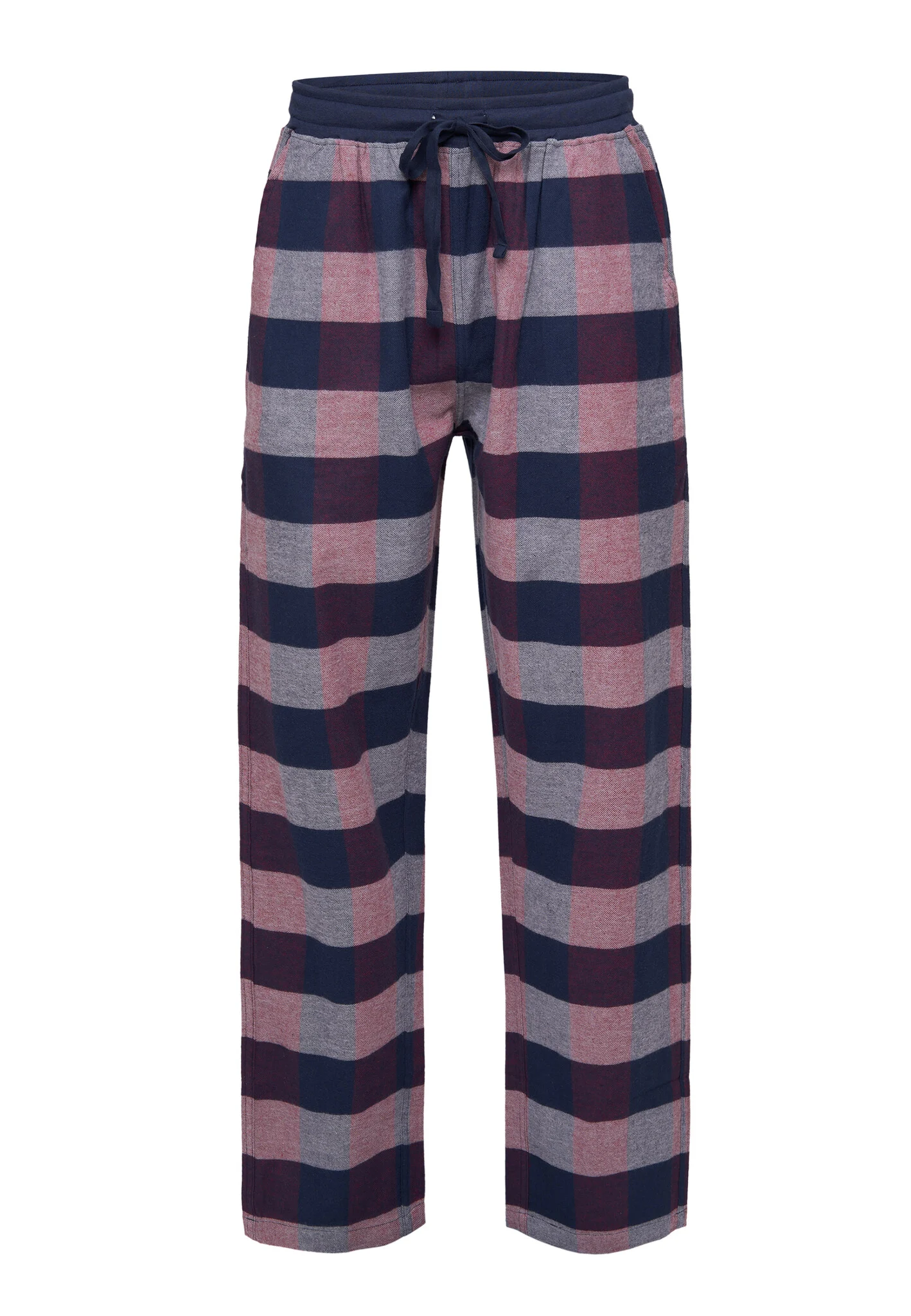 Afbeelding van Phil & Co Heren pyjamabroek lang geruit flanel blauw/rood