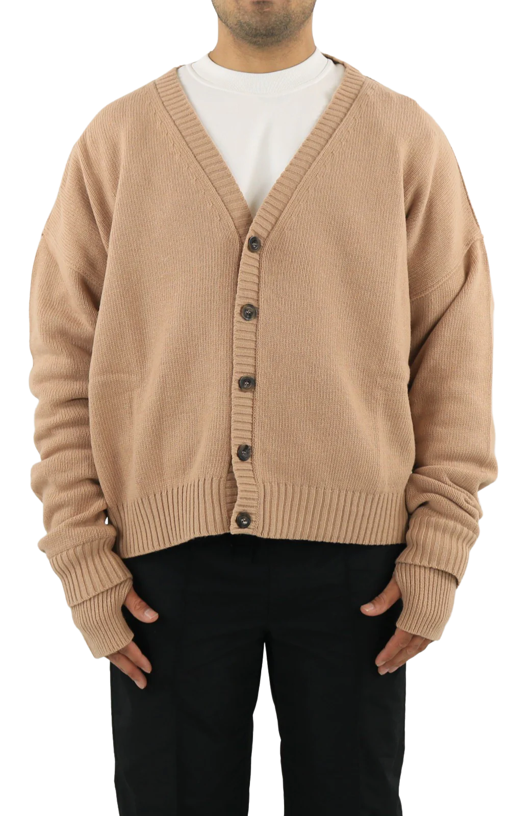 AMBUSH Heren oversized logo cardigan natur