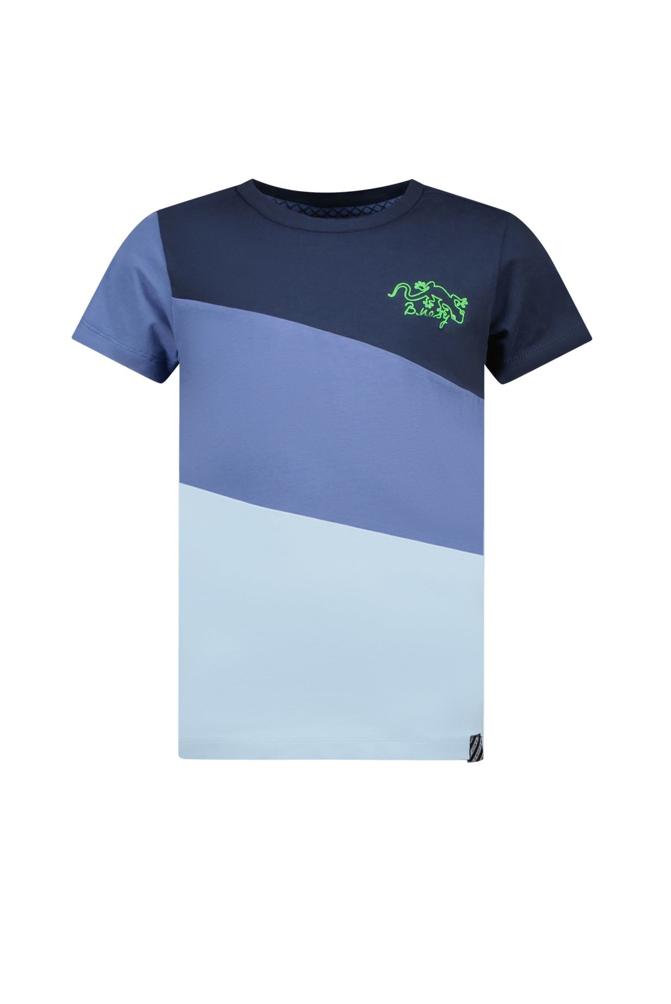 Afbeelding van B.Nosy Jongens t-shirt colorblock gecko navy