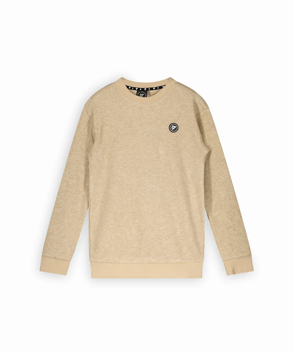 Afbeelding van Bellaire Jongens sweater met waffelpatroon brownie