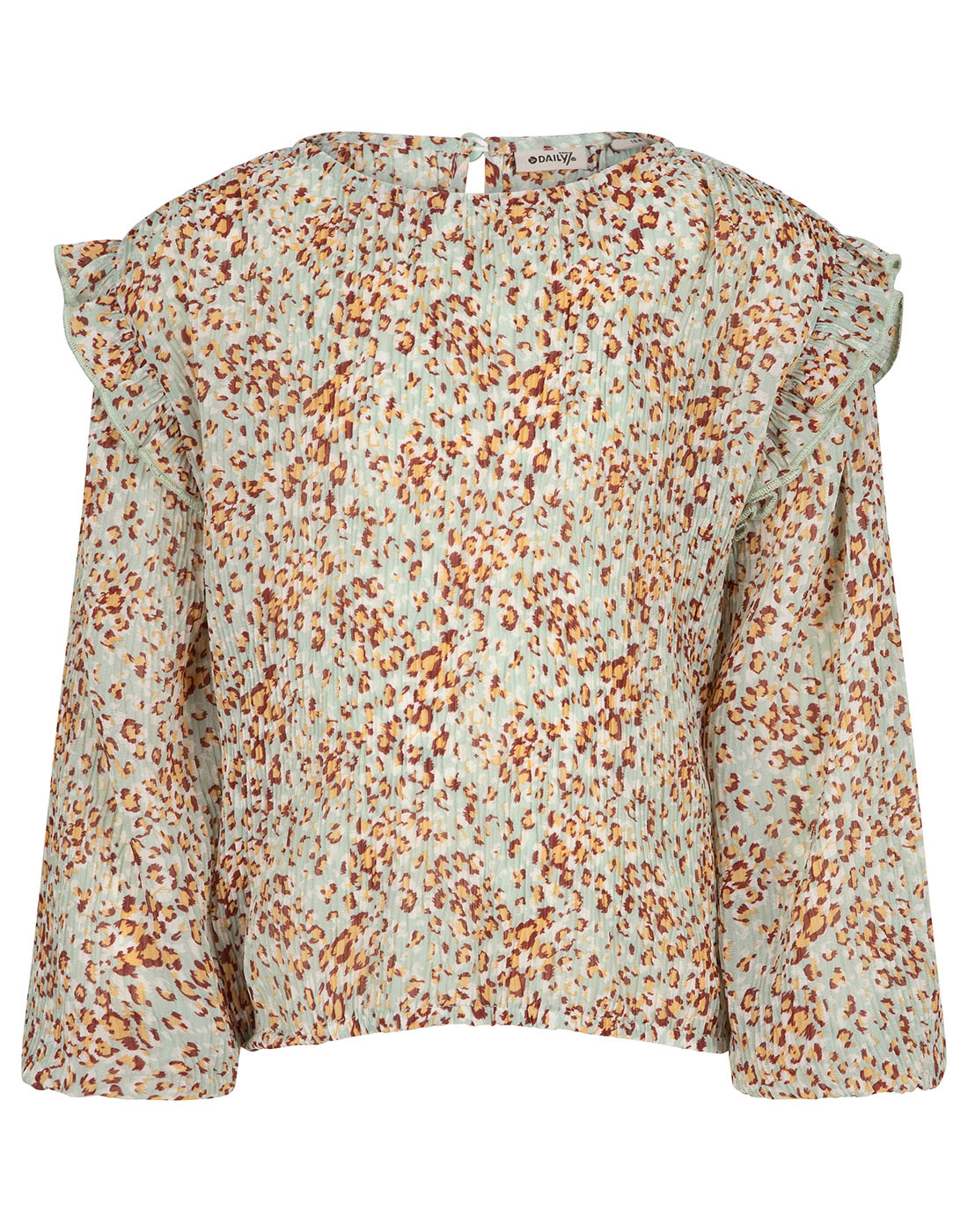 Afbeelding van DAILY 7 Meisjes blouse met structuur en ruches light sand