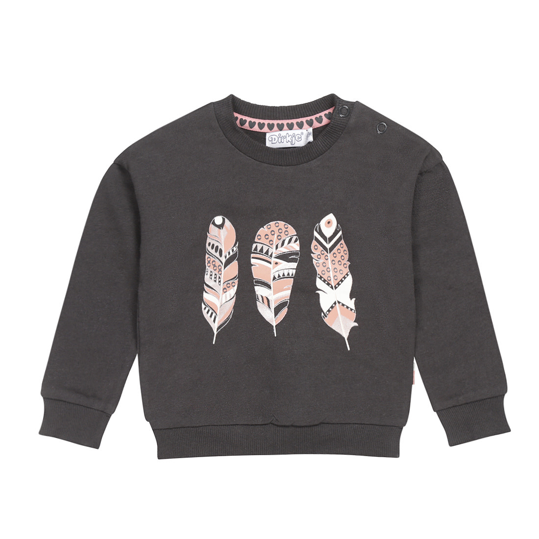 Afbeelding van Dirkje Baby meisjes sweater feathers dark