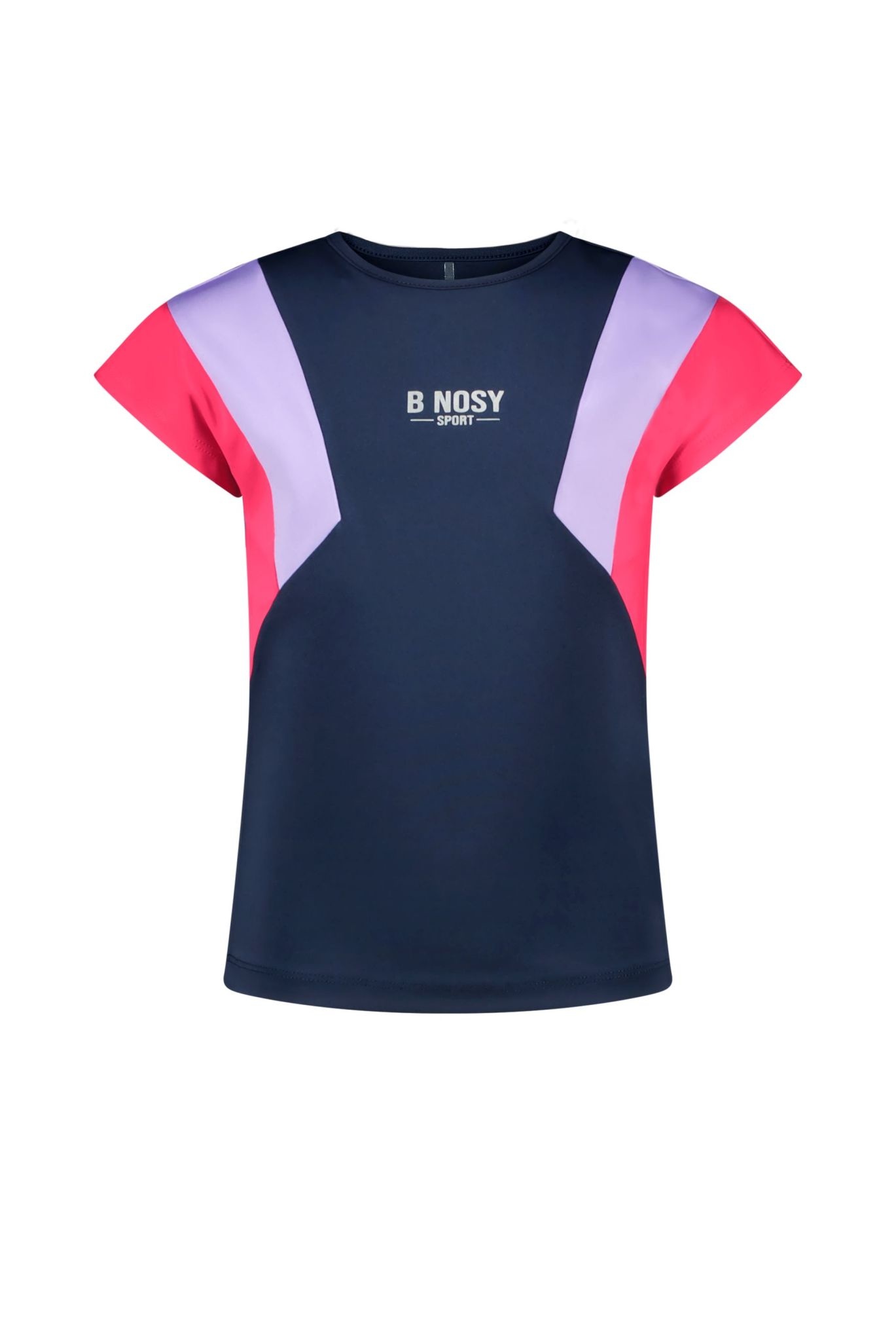 Afbeelding van B.Nosy Meisjes t-shirt gekleurde mouwen b.active sporty navy