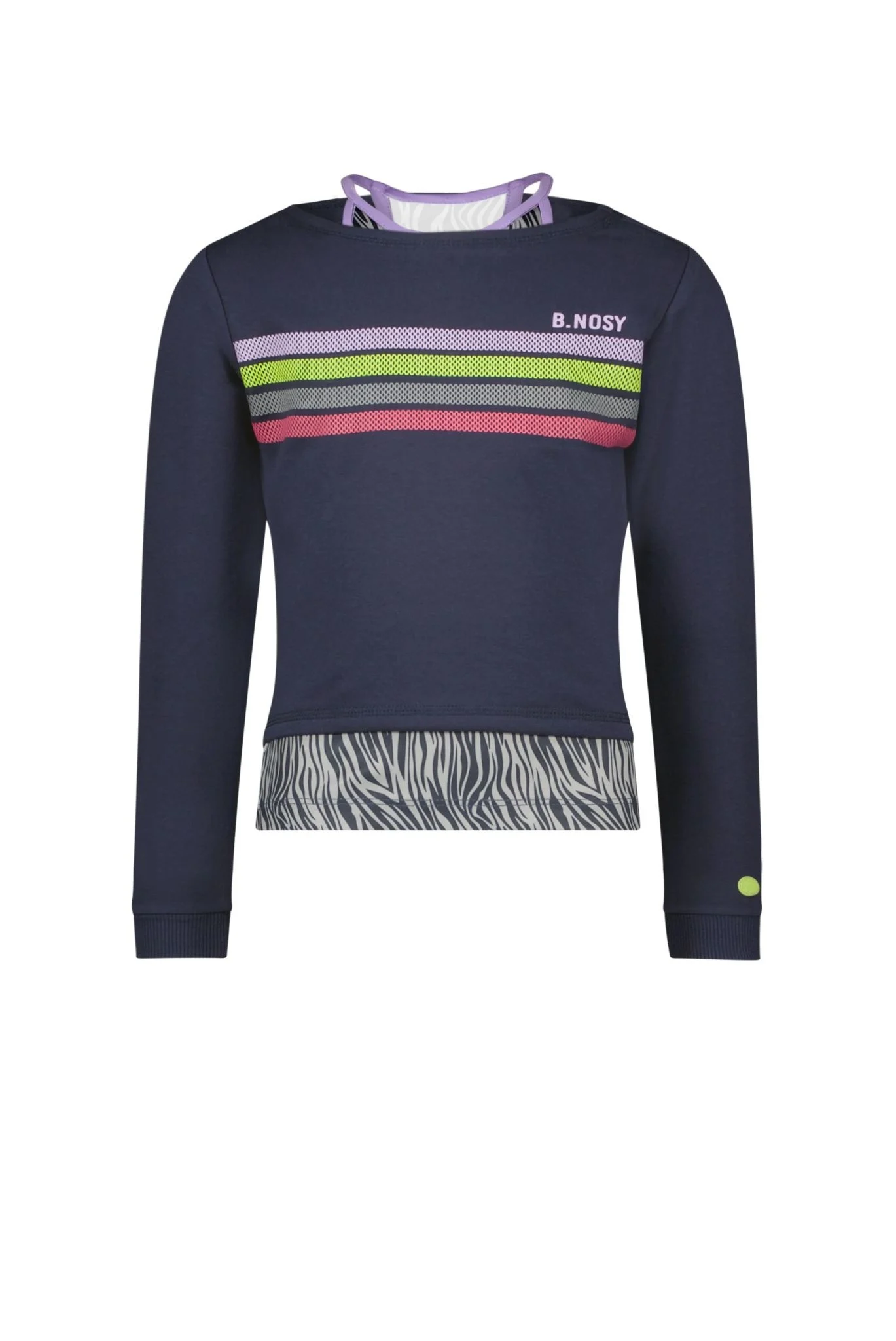 Afbeelding van B.Nosy Meisjes sweater met losse top stripes navy