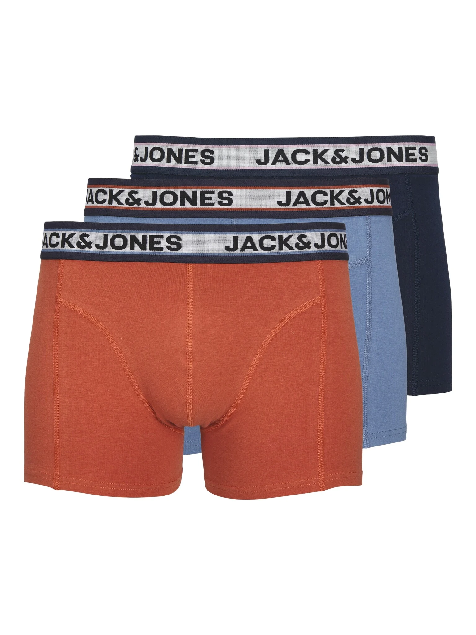 Jack & Jones Heren boxershorts trunks jacmarco oranje/blauw 3-pack