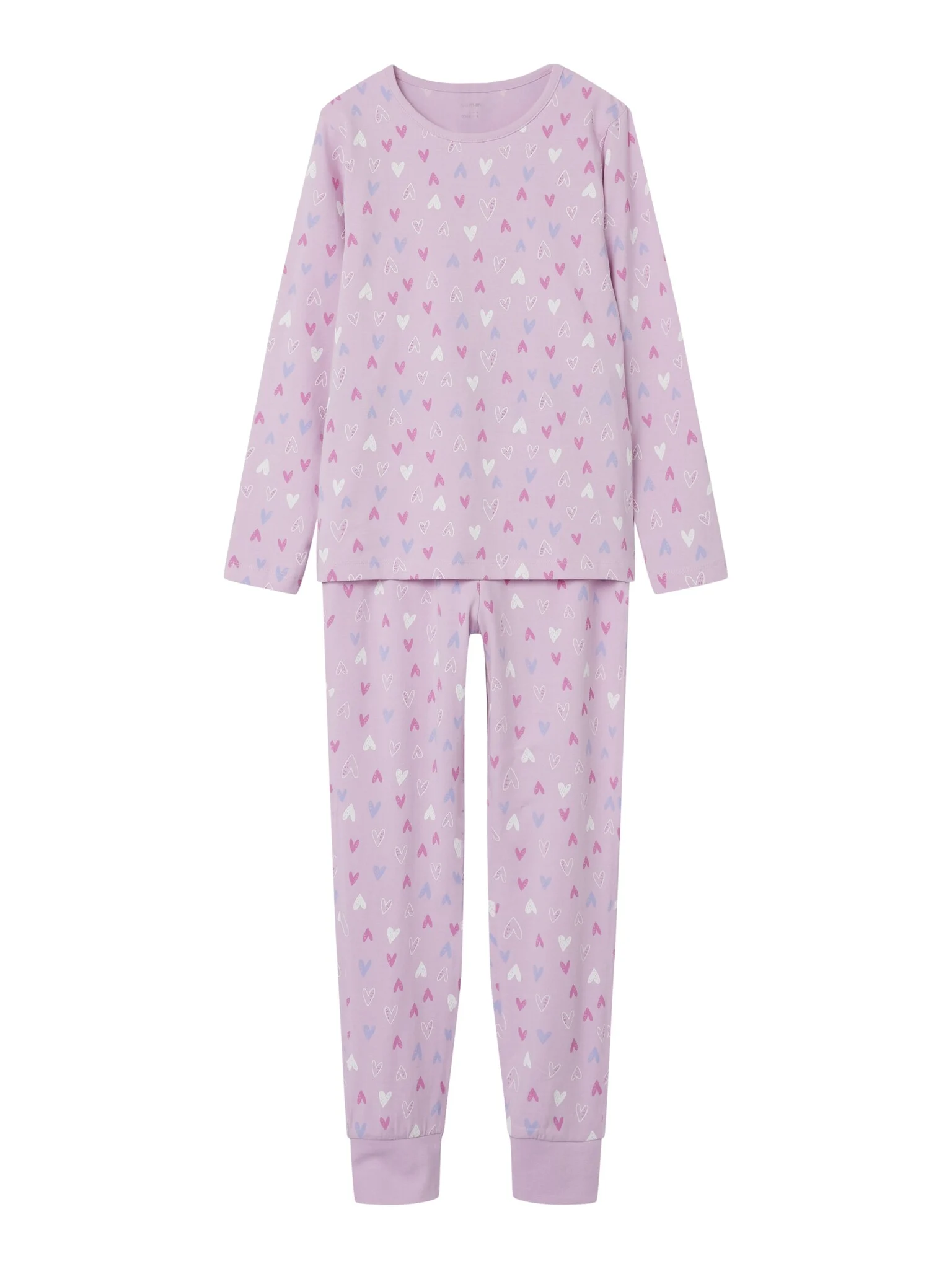 Afbeelding van Name It Meisjes pyjama lang pink hearts