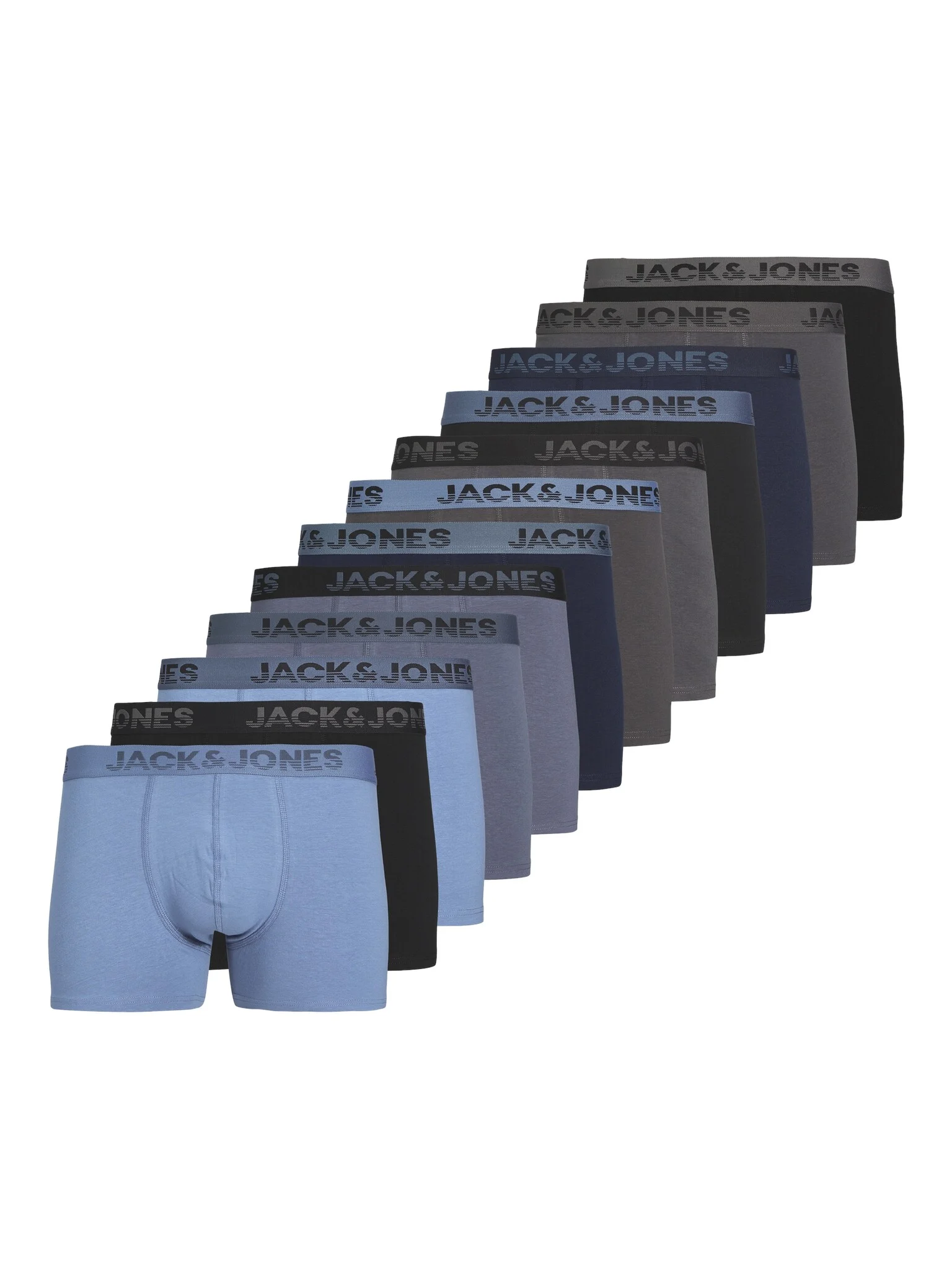 Afbeelding van Jack & Jones Heren boxershorts trunks jacshade blauw/grijs/zwart 12-pack