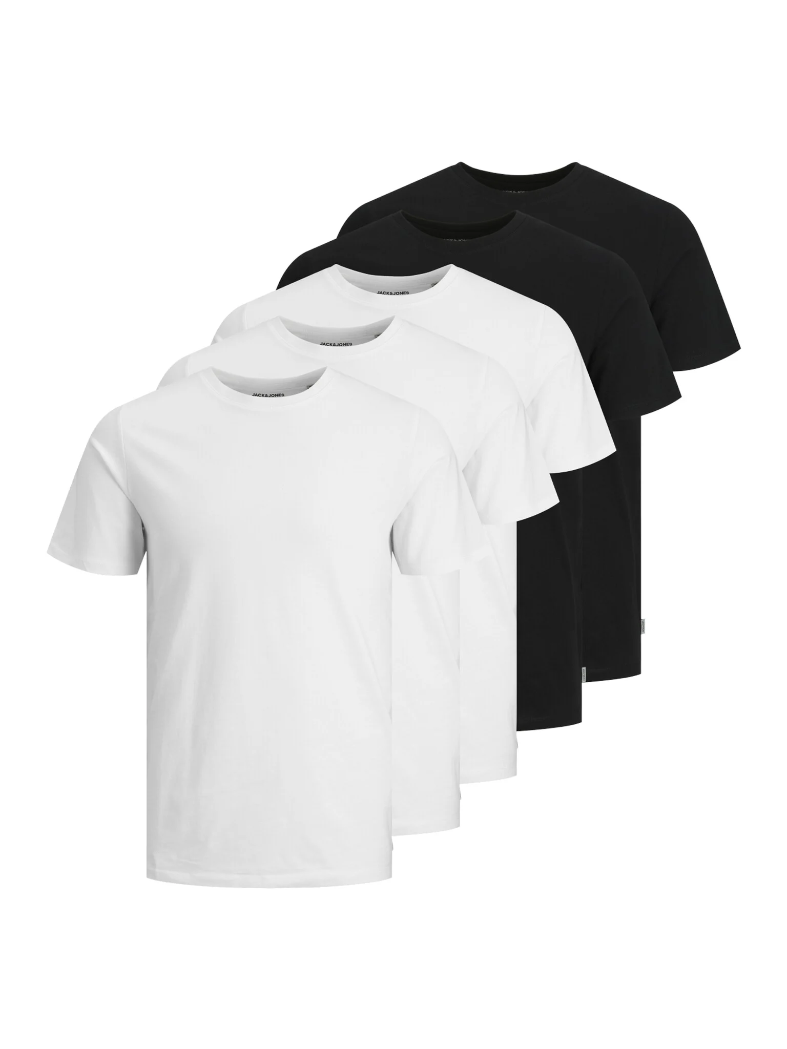 Jack & Jones Basic heren t-shirt jjeorganic wit/zwart 5-pack