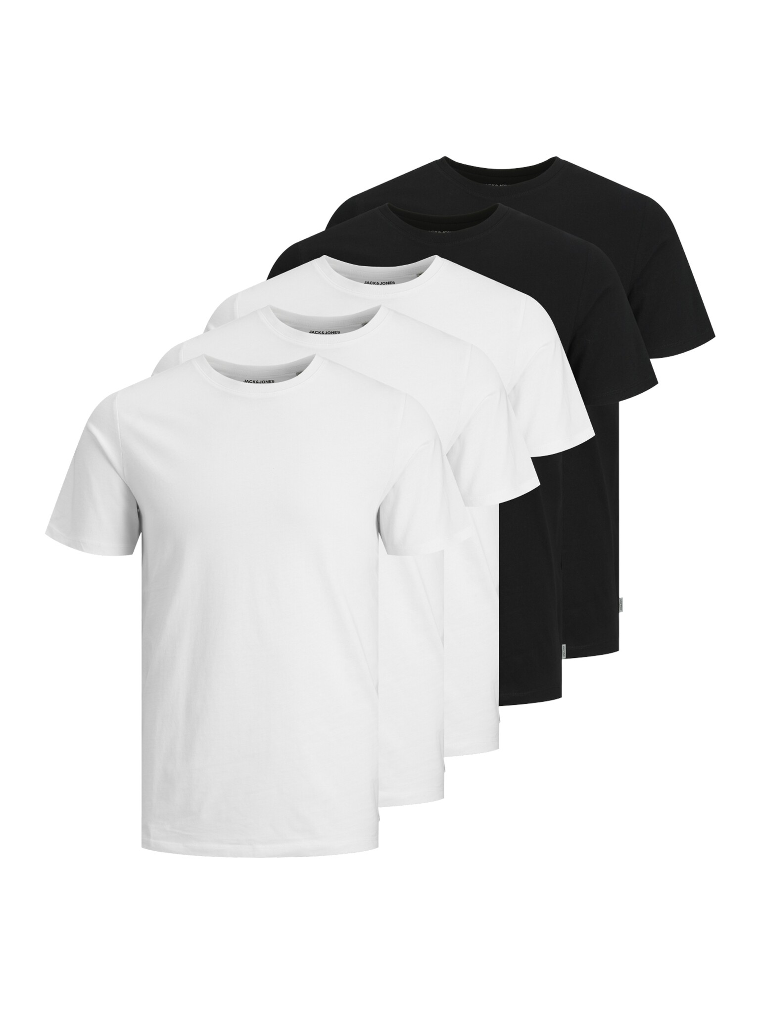 Jack & Jones Basic heren t-shirt jjeorganic wit/zwart 5-pack