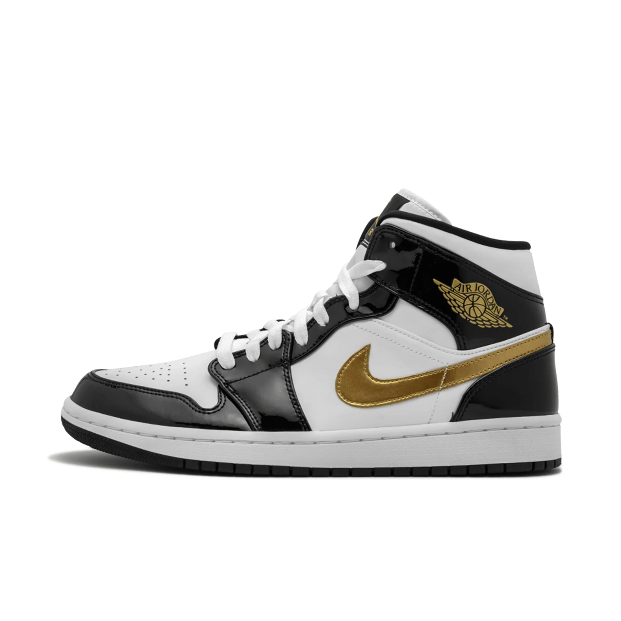 Nike Air jordan 1 mid se black gold patent leather