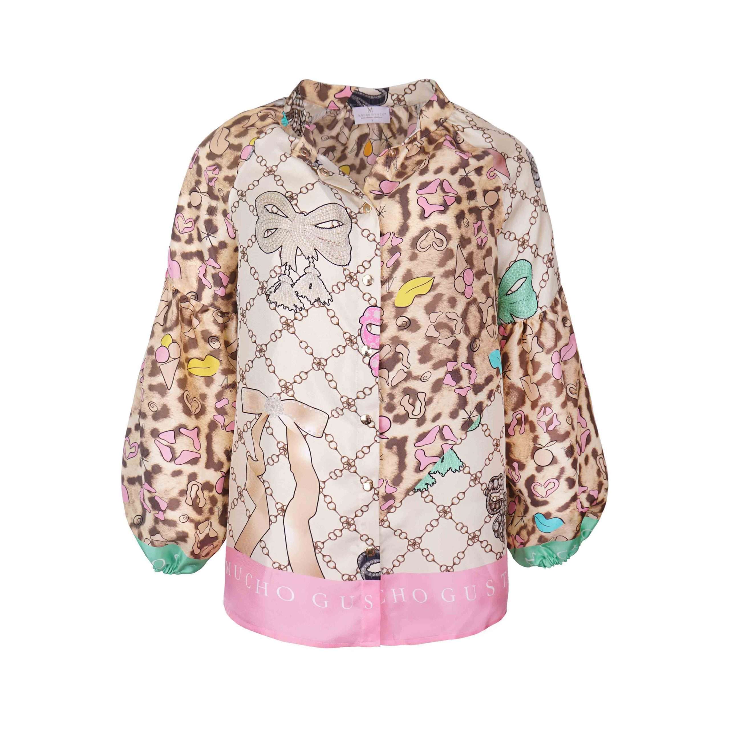 Afbeelding van Mucho Gusto Blouse carini with bows and leopard