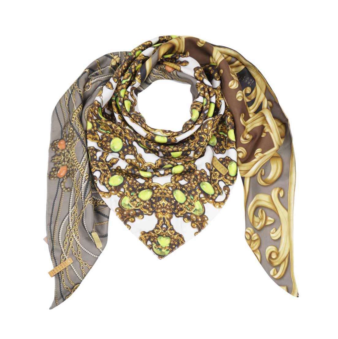 Afbeelding van Mucho Gusto Zijden sjaal st. tropez patchwork met sieradendoos thema