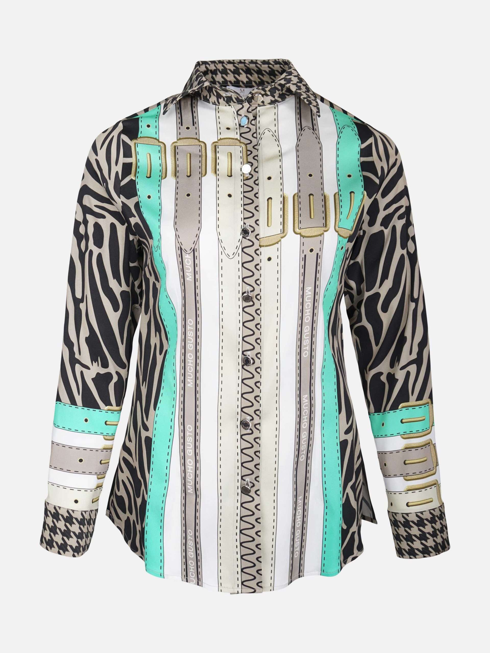Mucho Gusto Blouse francis bay beige zebra met riemdetails