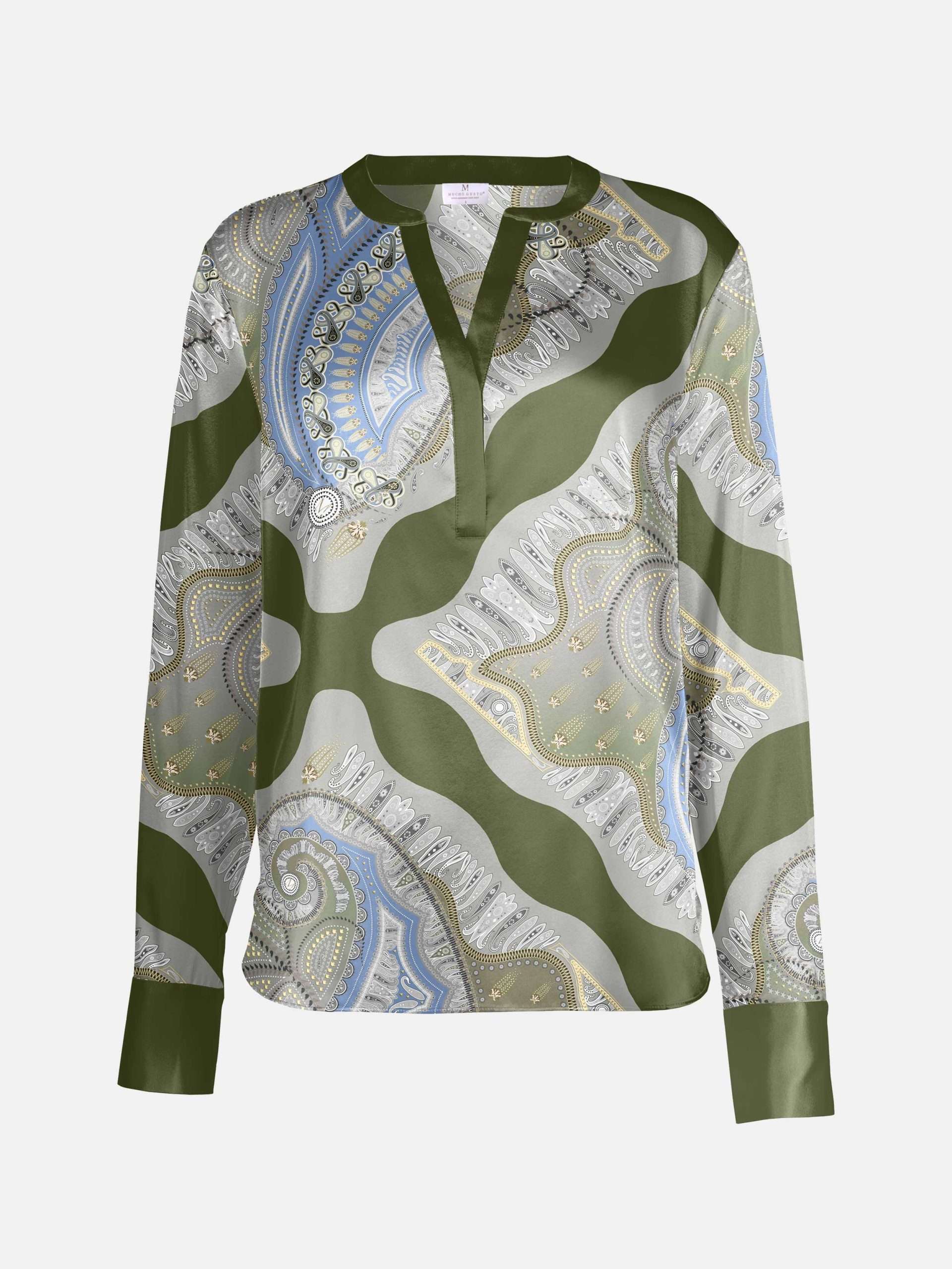 Afbeelding van Mucho Gusto Zijden blouse monza groene paisley