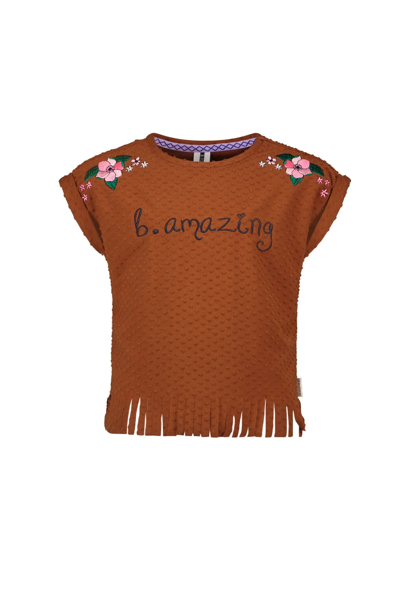 Afbeelding van B.Nosy Meisjes t-shirt b.amazing met fraanjes peanut