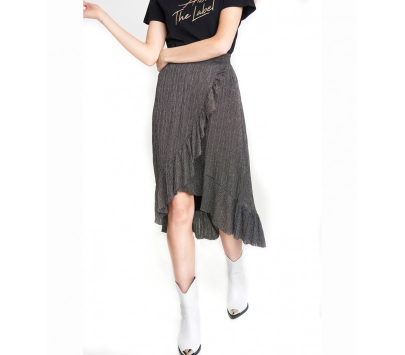Afbeelding van Alix The Label 197288390 ladies knitted lurex mesh long skirt