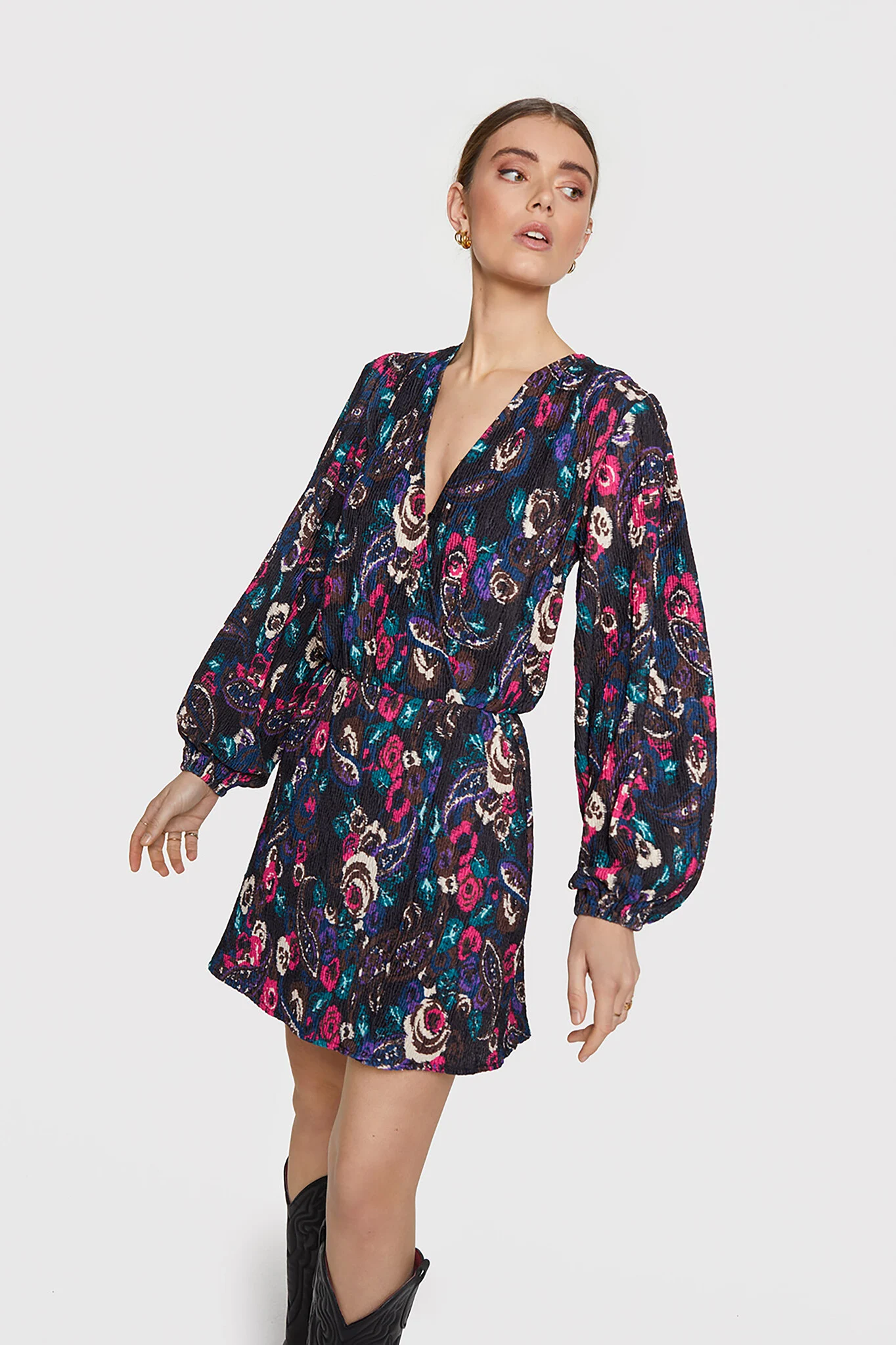 Afbeelding van Alix The Label 2308322331 woven paisley flower dress