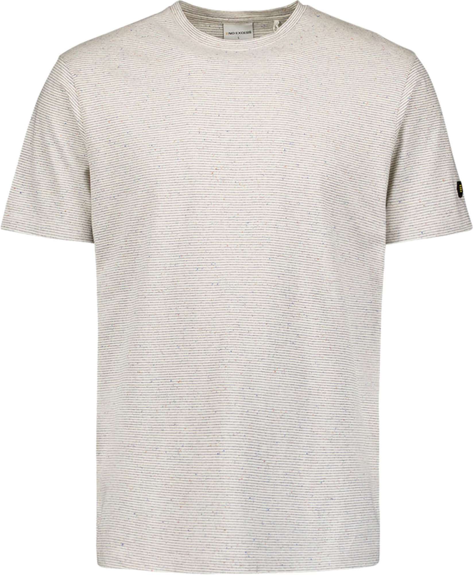 No Excess T-shirt korte mouw ronde hals met streep cream