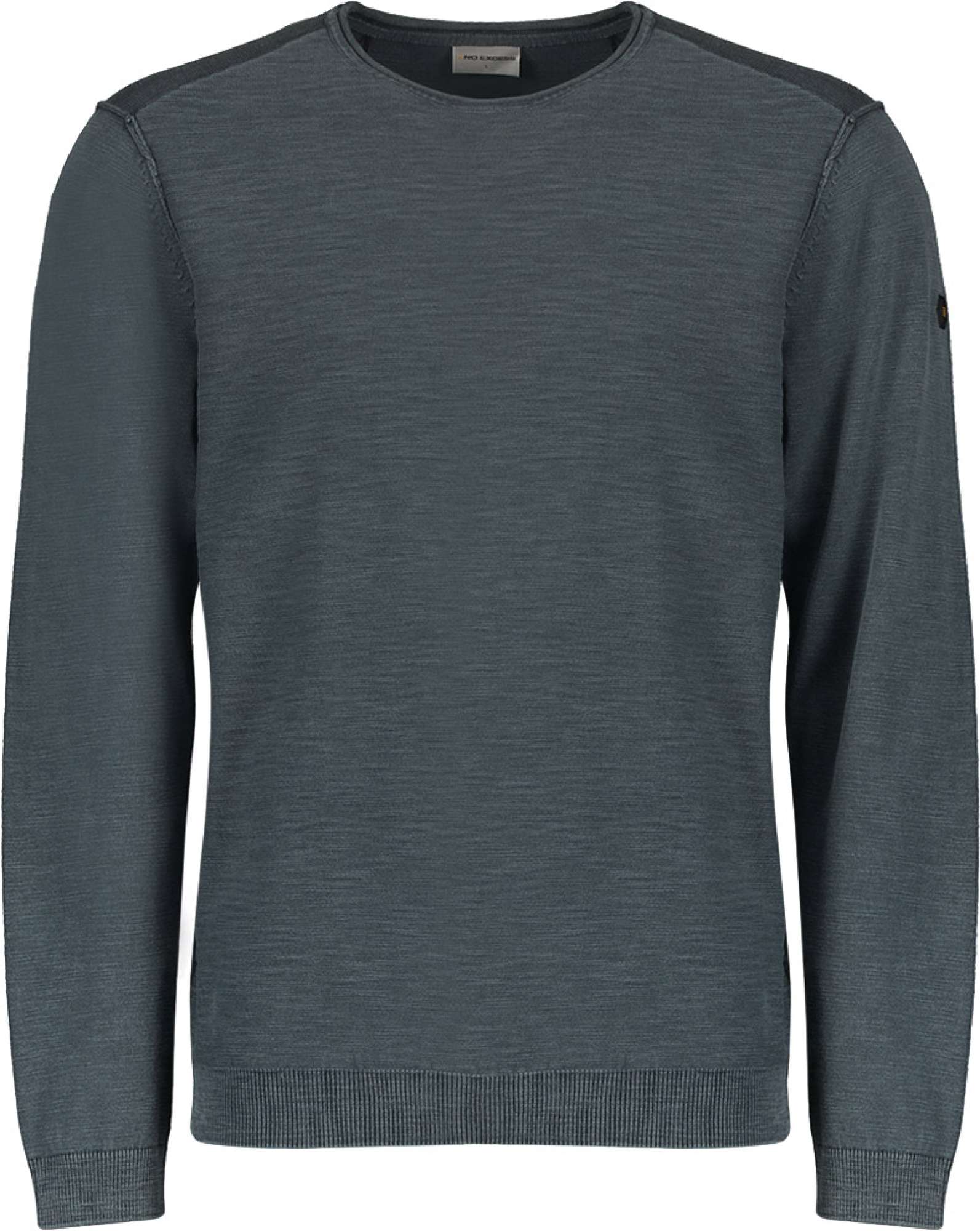 No Excess Trui ronde hals garment dyed dark steel