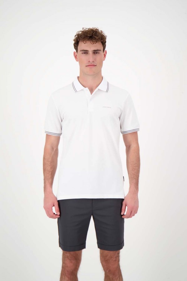 Afbeelding van Airforce Hrm0655 double stripe 100 white heren polo -