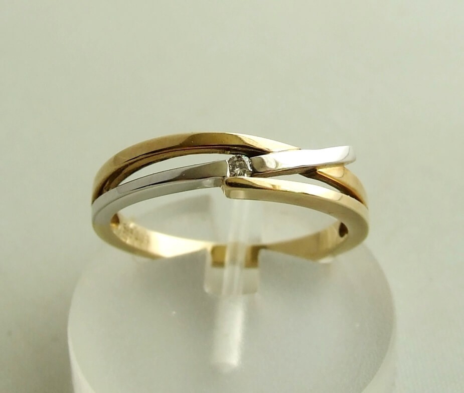 Afbeelding van Christian Bicolor gouden ring met diamant