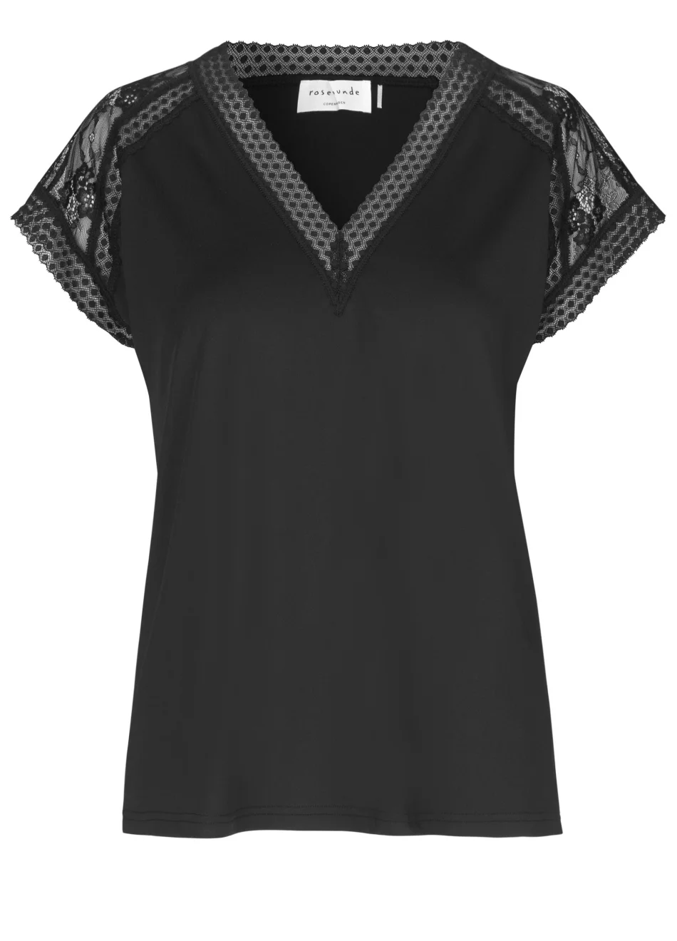 Rosemunde T-shirt met v-hals en kant