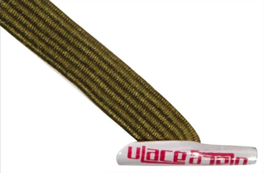 Afbeelding van Ulace veters voor sneakers met 6 gaatjes army green elastiek