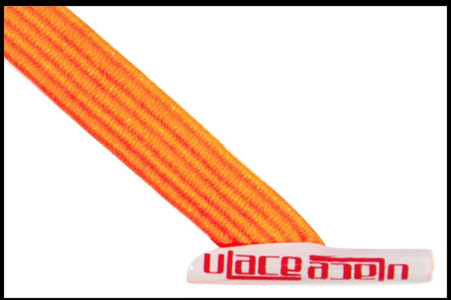 Afbeelding van Ulace veters voor sneakers met 6 gaatjes neon orange elastiek