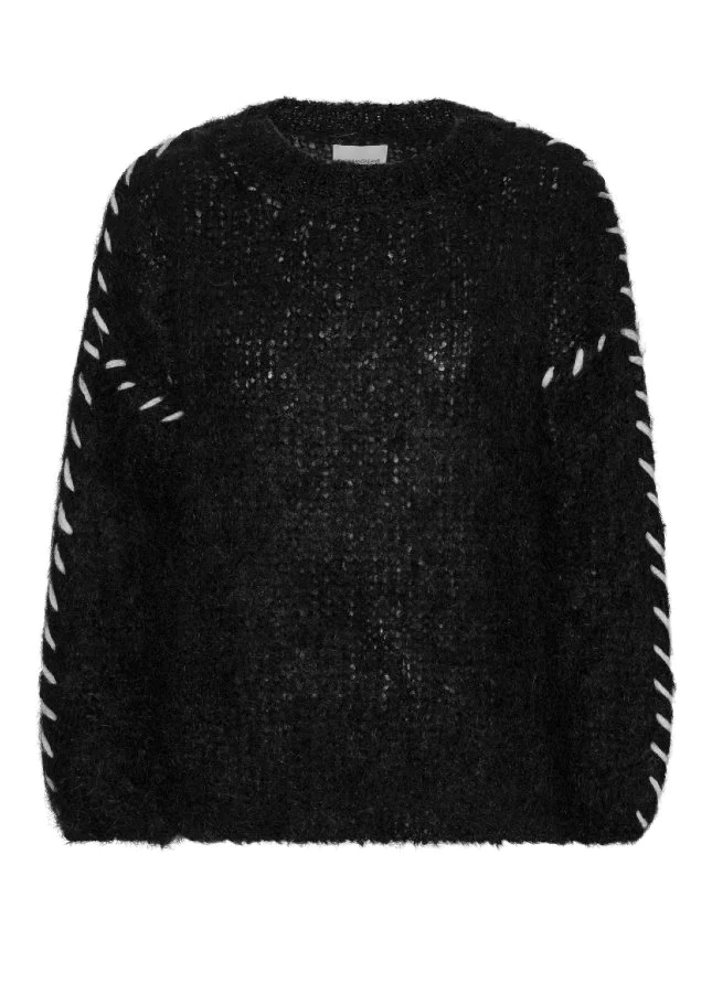 Afbeelding van American Dreams Zwarte mohair stitch trui catia -
