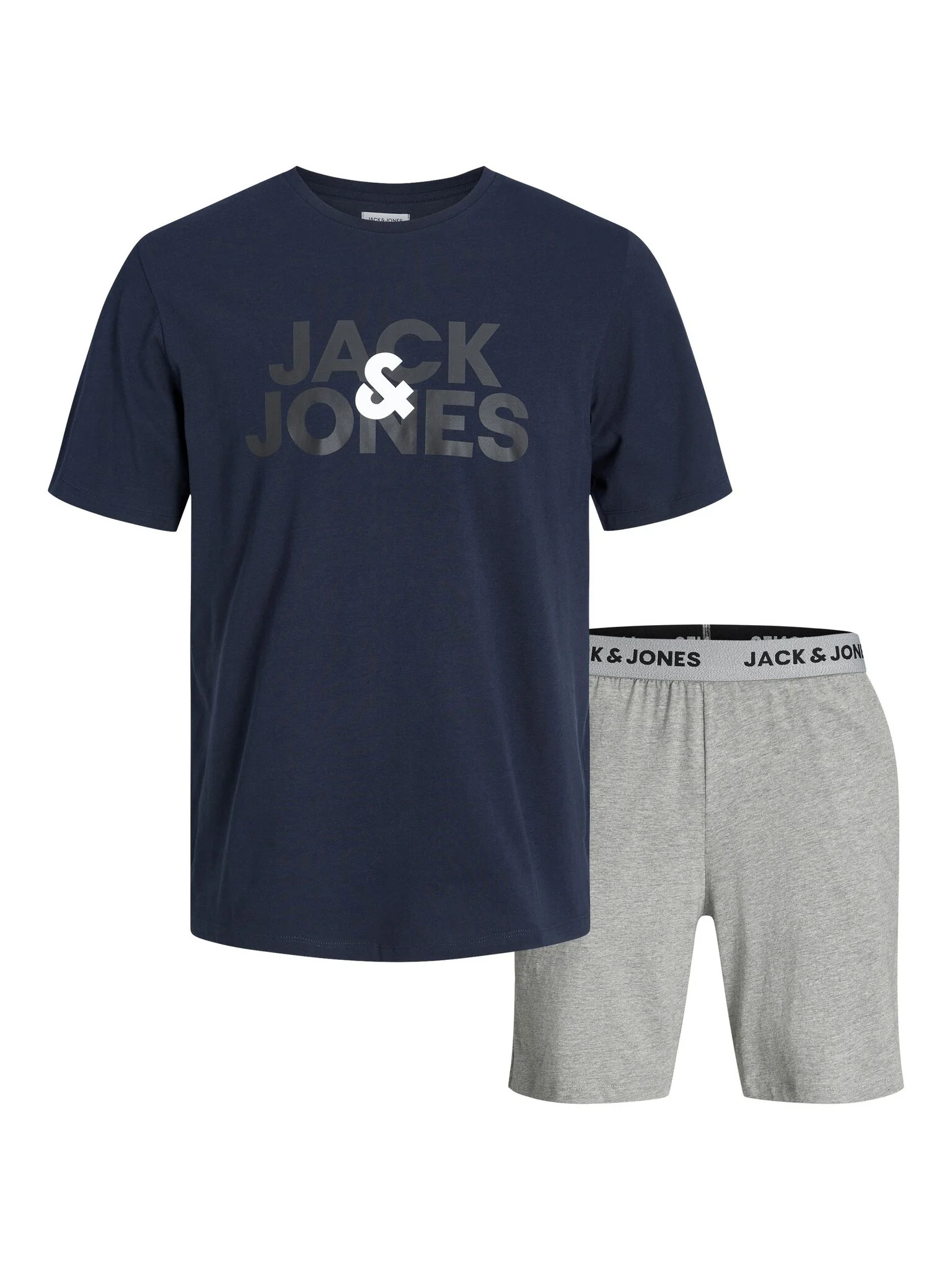Afbeelding van Jack & Jones Heren korte shortama pyjamaset jacula donkerblauw/grijs