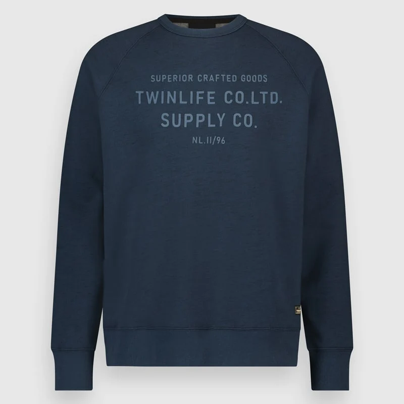 Twinlife Men sweat crew raglan print