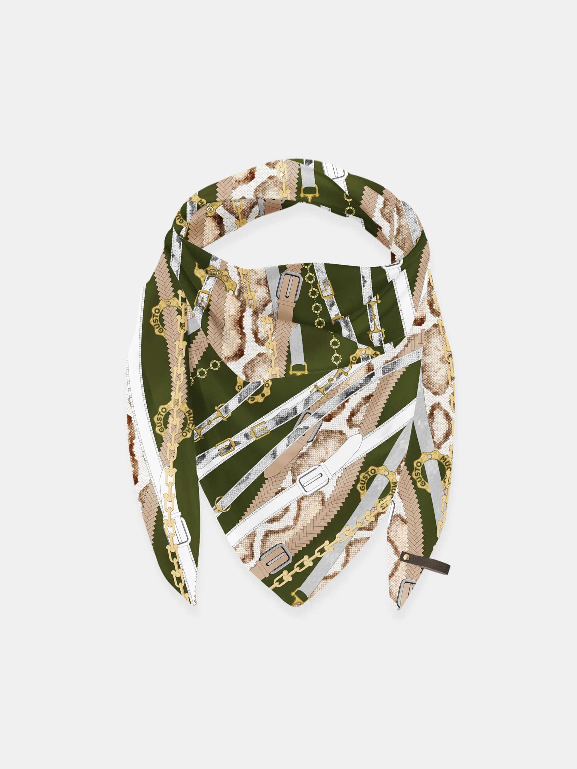 Afbeelding van Mucho Gusto Zijden sjaal cannes groen logomania