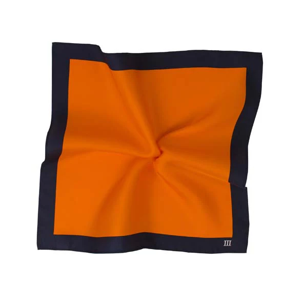 Afbeelding van Tresanti Yves i zijden oranje pochet met navy rand |