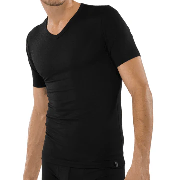 Schiesser 95/5 v-shirt 2-pack 173982 zwart