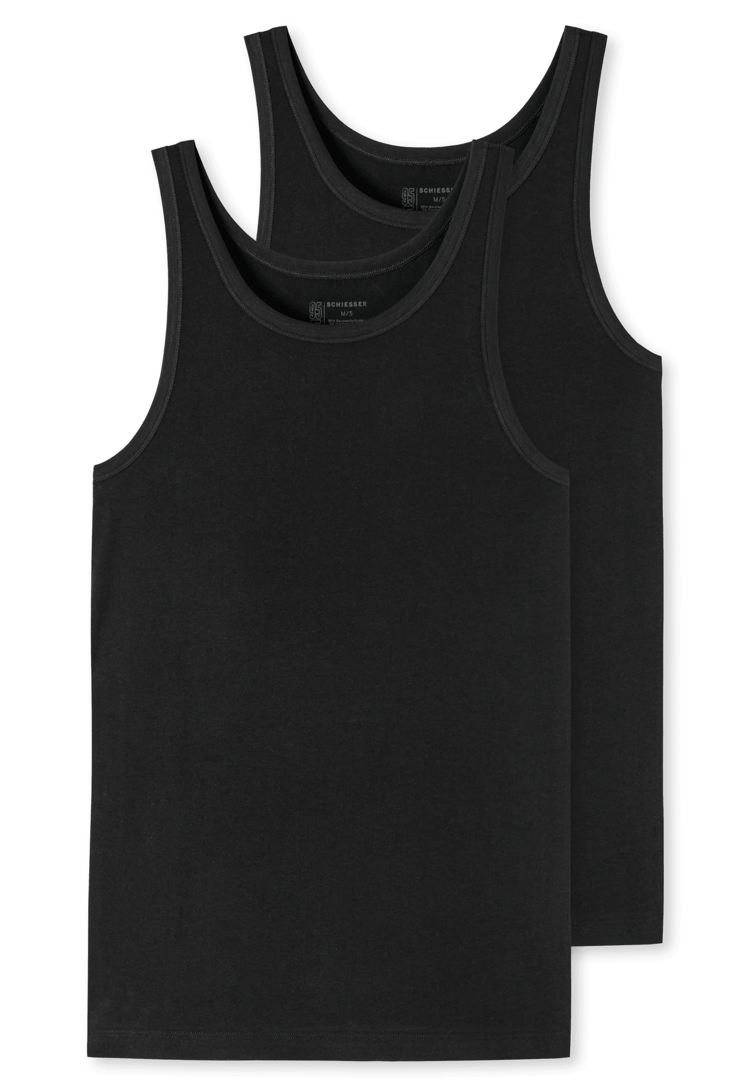 Schiesser 95/5 singlet 2-pack 176038 zwart