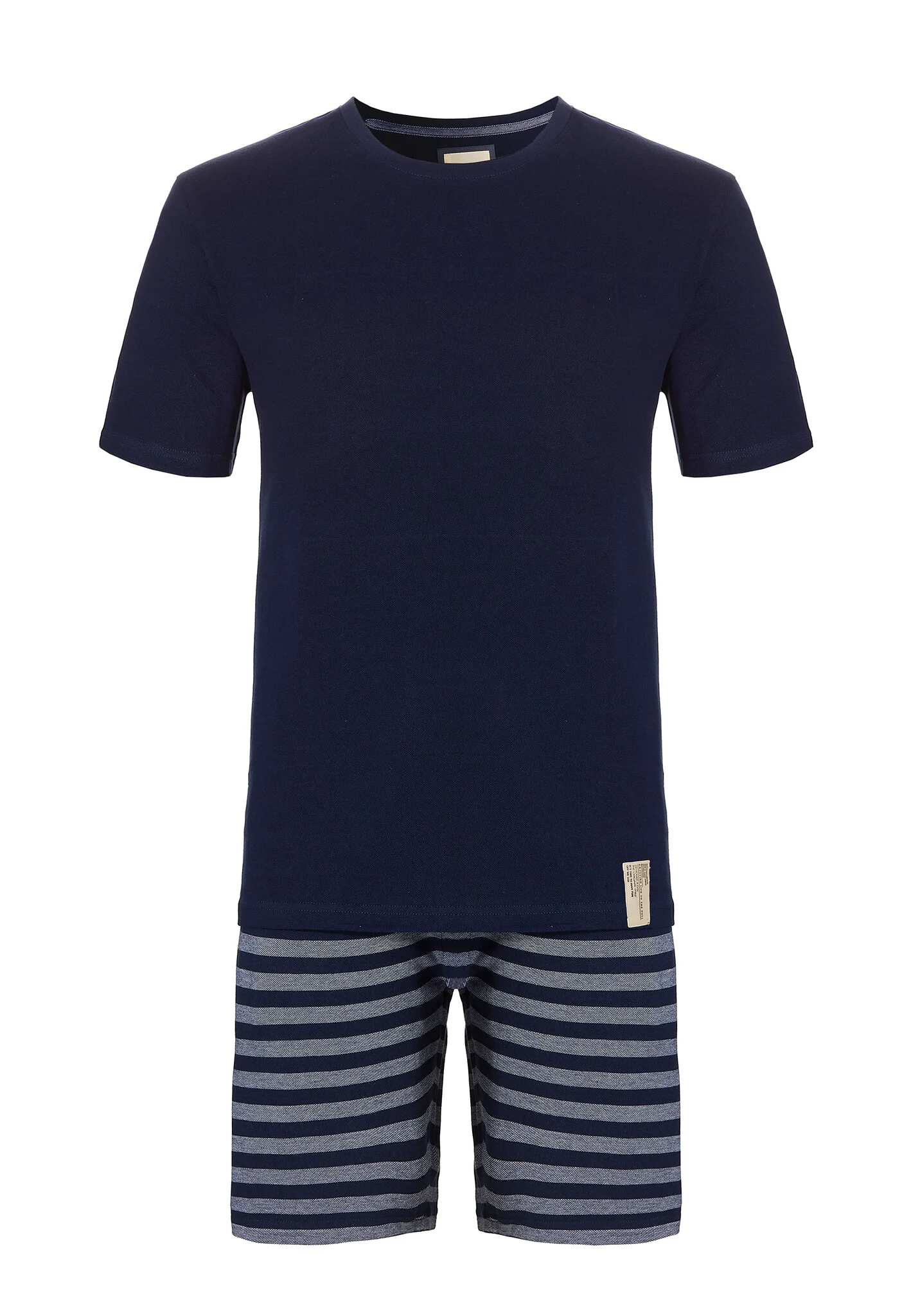 Phil & Co Heren shortama korte pyjama katoen blauw