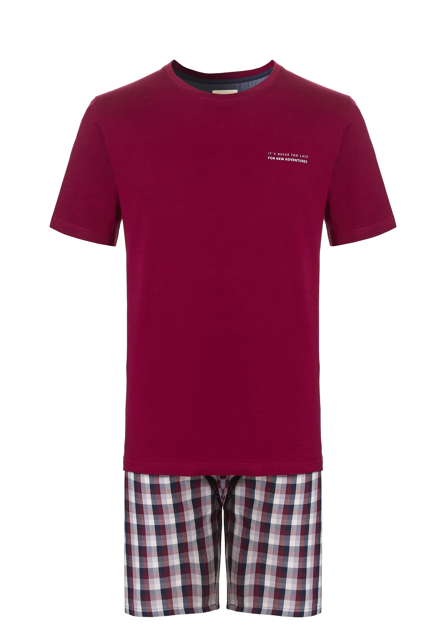 Afbeelding van Phil & Co Heren shortama korte pyjama katoen rood