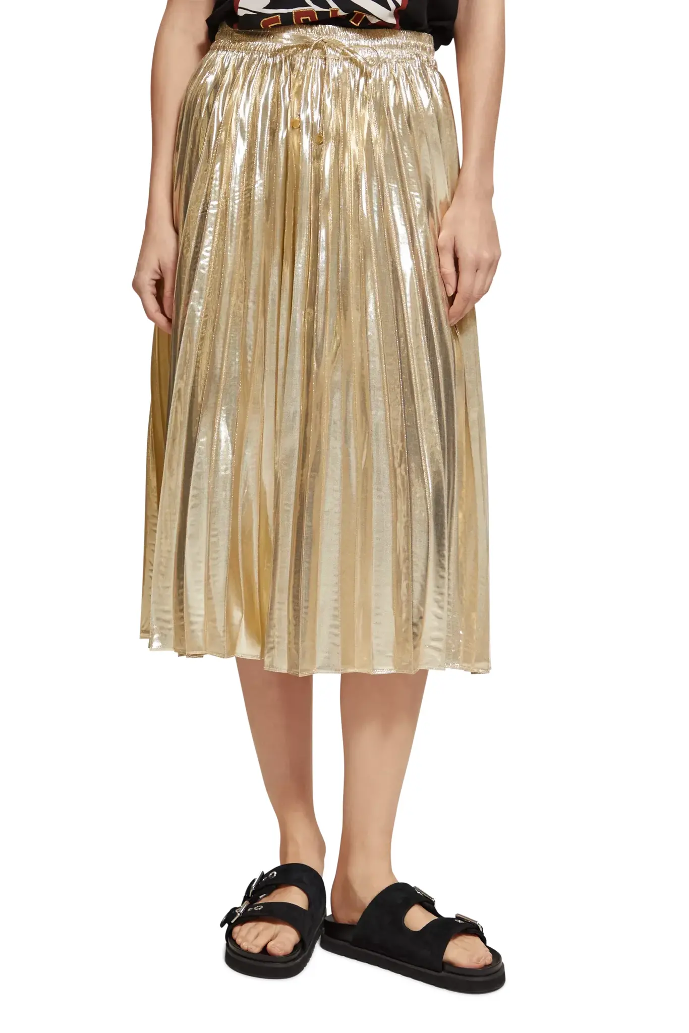 Afbeelding van Scotch & Soda 177306 pleated shiny high-rise maxi skirt