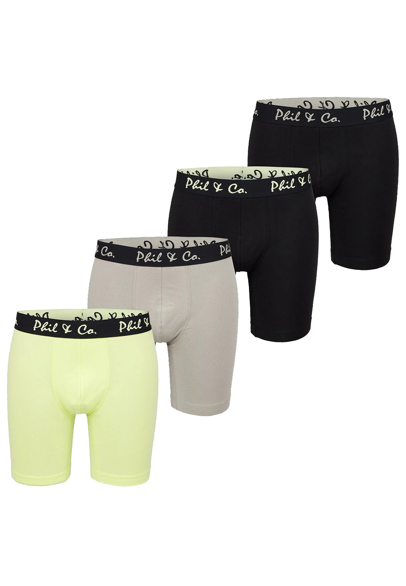 Phil & Co Boxershorts heren met lange pijpen boxer briefs 4-pack geel / beige