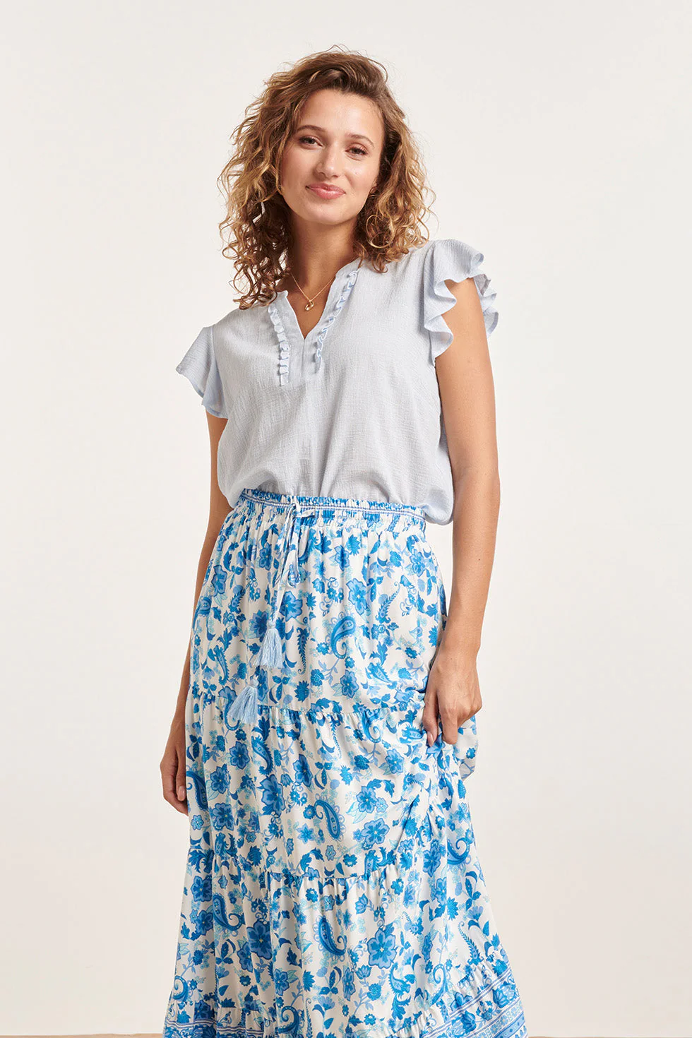 Smashed Lemon 24359 dames korte ruffle mouw baby top |