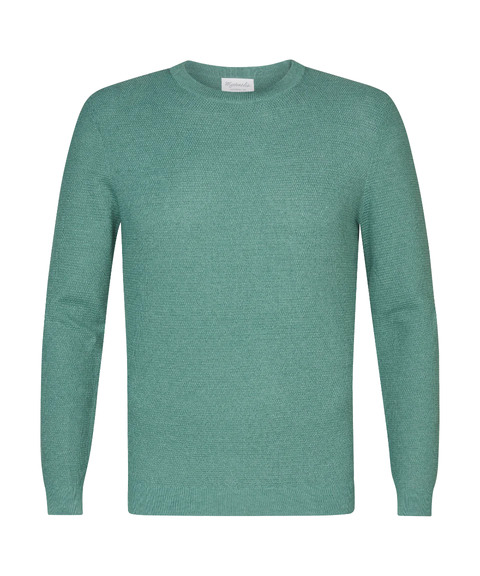 Michaelis Mint trui met ronde hals en structuur