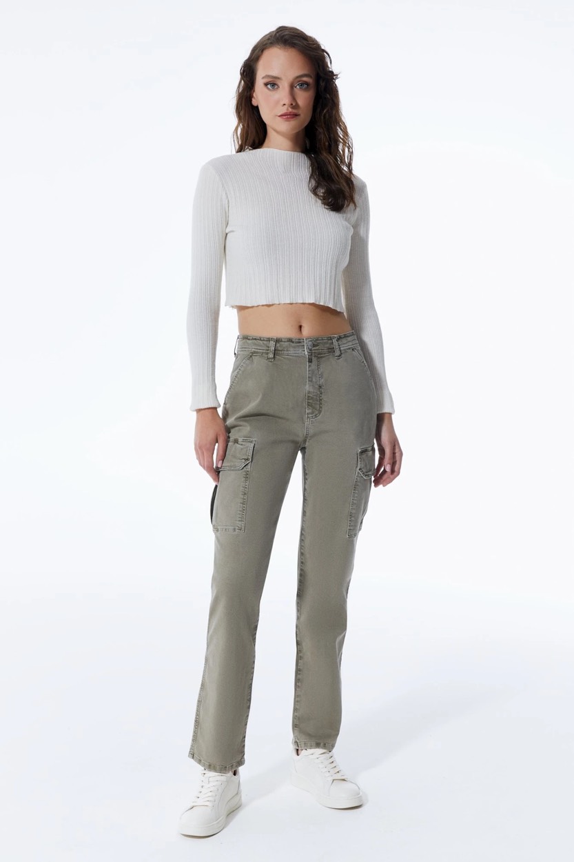 Cup of Joe Straight cargo; %97 co-%3 ea; denim kaki